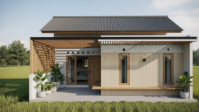 Rumah 6x9 dengan Teras Samping Panjang
