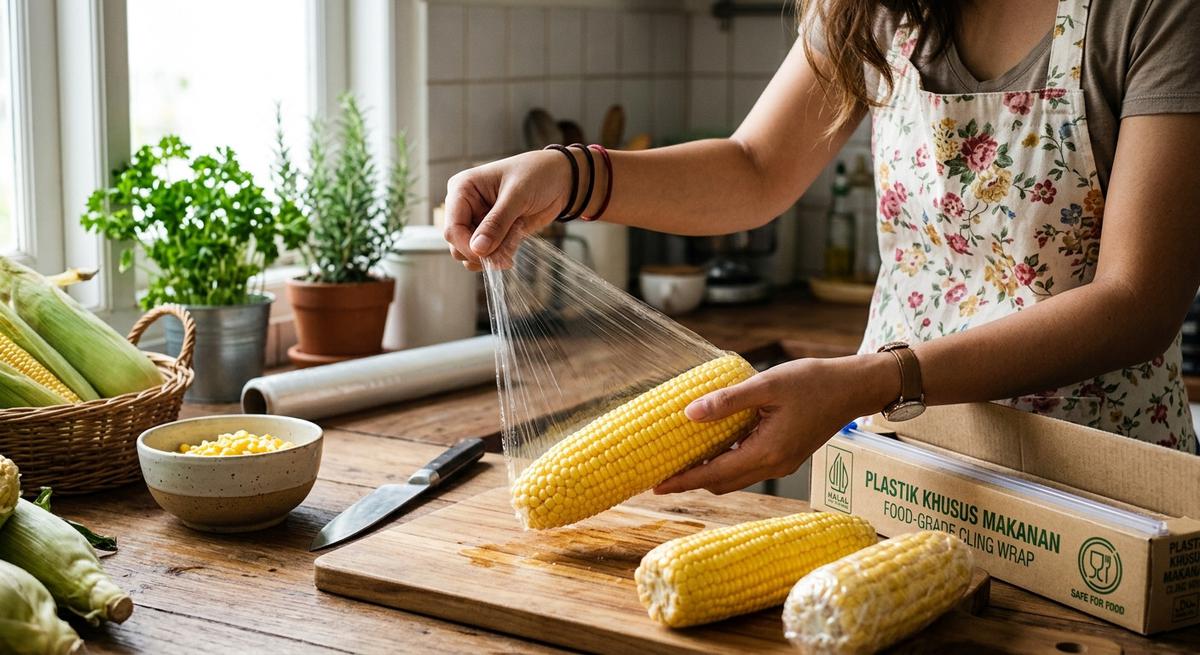 Bungkus Jagung dengan Plastik atau Kantong Khusus Makanan (AI Generated)