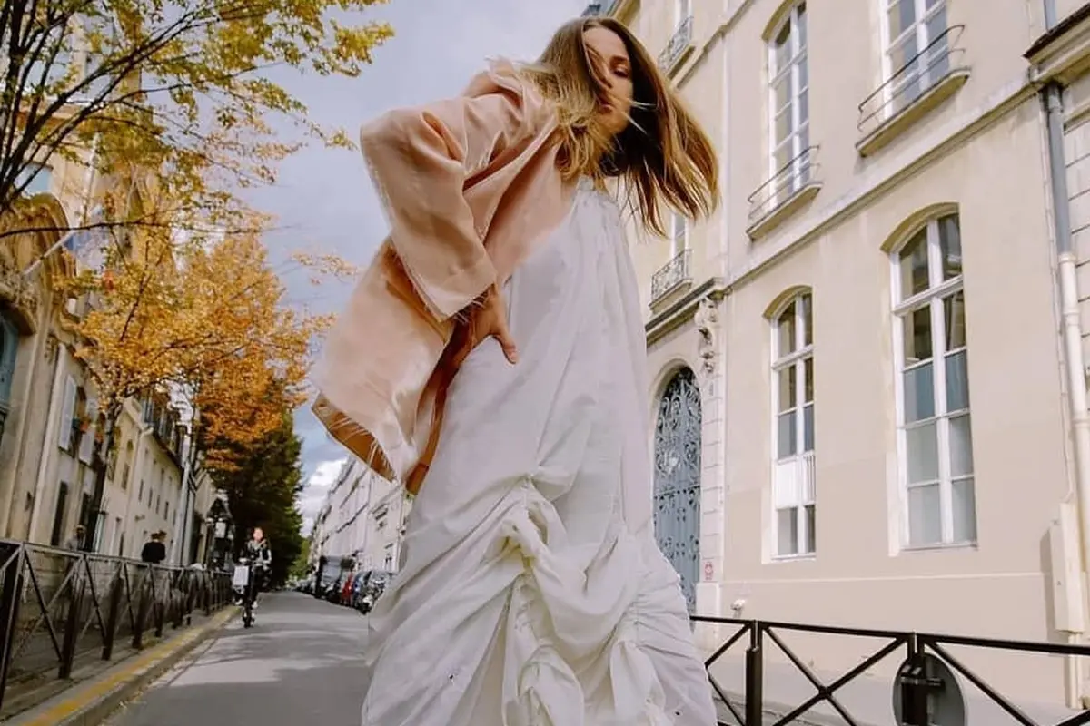 Sean Sheila layered organza suit at Paris Fashion Week 2020