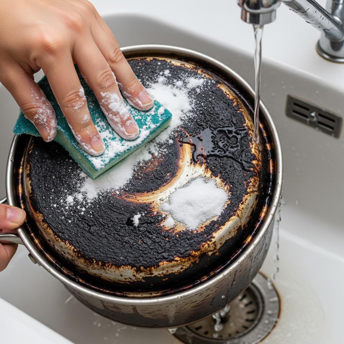 Membersihkan Panci Gosong dengan Baking Soda