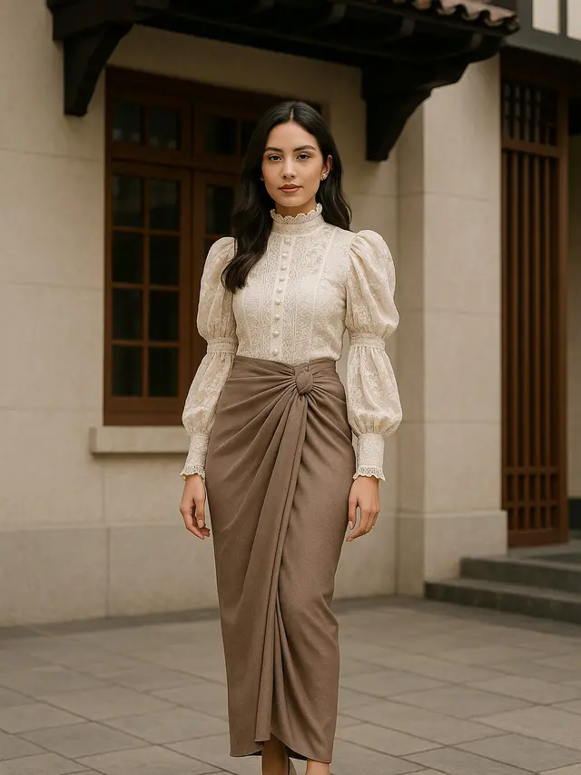 Model Padupadan Rok Lilit dengan Baju