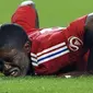 French forward Djibril Cisse reacts during the friendly football match France vs. Ecuador ahead of the Europe 2008 tournament, on May 27, 2008 at the Alpes Stadium in Grenoble. /FRANCK FIFE