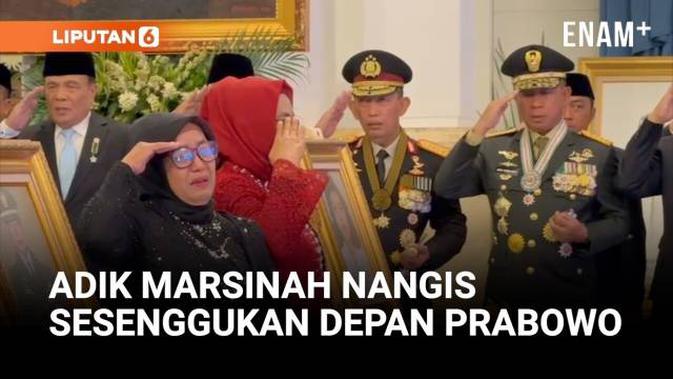 Adik Marsinah Menangis Sesenggukan Saat terima anugerah dari Presiden Prabowo