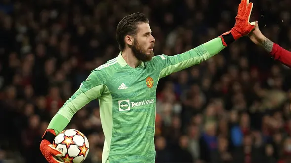 Penjaga gawang Manchester United David de Gea saat menghadapi Atalanta pada matchday ketiga Grup F Liga Champions di Old Trafford, Manchester, Inggris, Kamis, 21 Oktober 2021. (AP Photo/Dave Thompson)