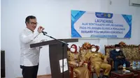 Kepala BKKBN RI Hasto Wardoyo saat memberikan sambutan pada peluncuran alat kontrasepsi implan satu batang, di aula Rumah Sakit Siti Khadijah, Kota Gorontalo (Arfandi Ibrahim/Liputan6.com)