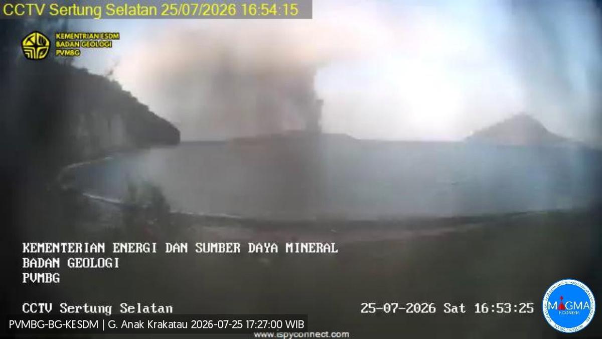 Anak Krakatau Sejam Erupsi Dua Kali, Semburkan Abu Setinggi 457 Meter