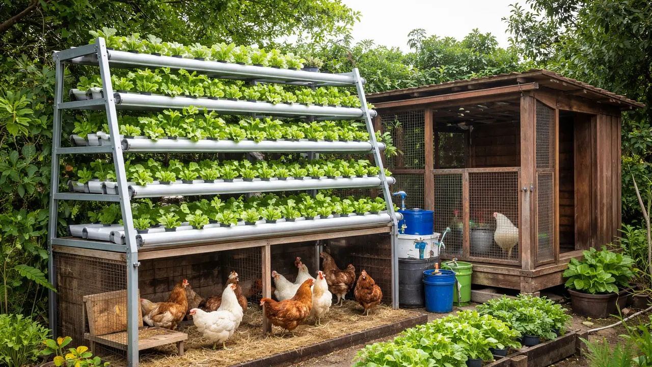 kebun ayam dan sayur hidroponik