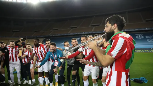 Selebrasi Pemain Athletic Bilbao Juara Piala Super Spanyol Usai Bungkam Barcelona