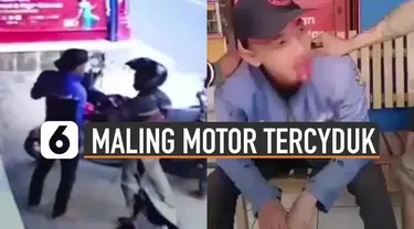 Nasib apes dialami oleh seorang maling motor yang tercyduk oleh pemiliknya.