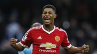 Manchester United's Marcus Rashford celebrates at the end of the match Reuters / Phil Noble