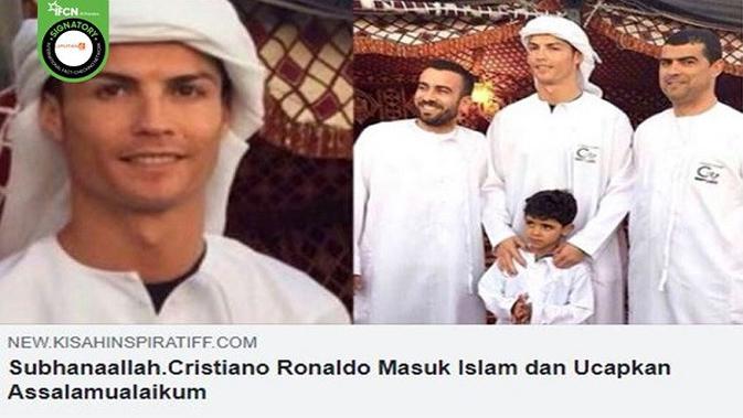 Gambar Tangkapan Layar Berita tentang Kabar Hoaks Cristiano Ronaldo Masuk Islam