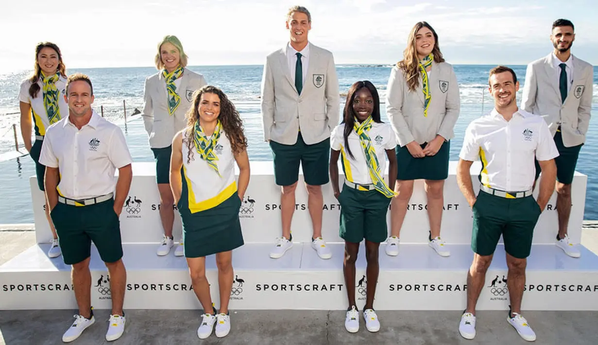 Sedangkan Australia menampilkan gaya kasual dengan scarves motif bernuansa hijau elektrik, serta pakaian bergaya sporty yang menawan.