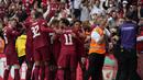 Pemain Liverpool gol ketiga timnya yang dicetak oleh Darwin Nunez saat laga Community Shield 2022/2023 melawan Manchester City di King Power Stadium, Sabtu (30/07/2022).