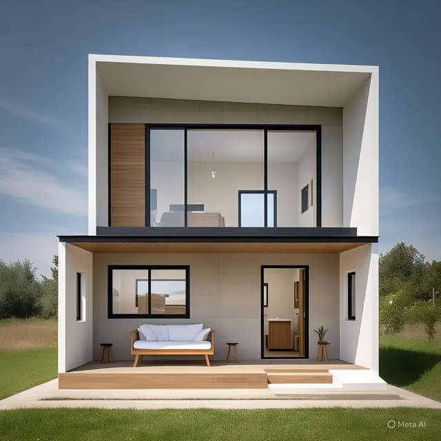 Rumah Kotak 2 Lantai dengan Teras Depan dan Belakang