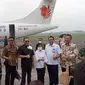 Ketua MPR Bambang Soesatyo saat melepas penerbangan perdana komersil dari Bandara Pondok Cabe, Tangerang Selatan, Jumat (5/8/2022).