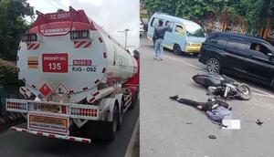 Seorang mahasiswa tewas usai terlindas truk tangki milik Pertamina di Bandar Lampung. (Liputan6.com/ Dok Ist).