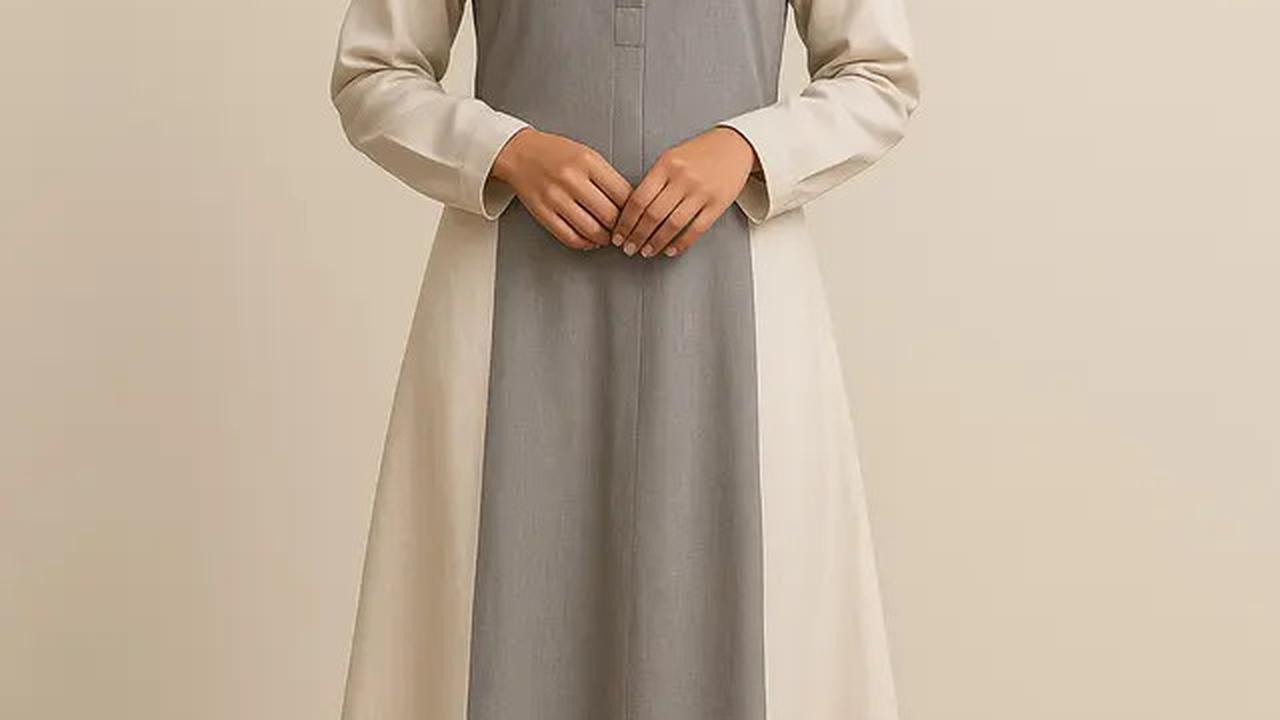 7 Model Gamis Polos Kombinasi 2 Warna, Tonjolkan Kesan Sopan dan Menawan