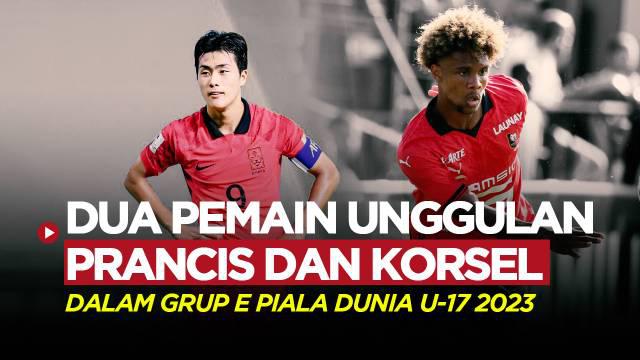 Berita video nama striker Korea Selatan U-17 Kim Myung-jun, dan Mathis Lambourde milik Prancis U-17 jadi pemain yang diunggulkan di Grup E Piala Dunia U-17 2023.