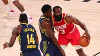 James Harden sudah tampil baik pada pertandingan melawan Indiana Pacers, tapi Houston Rockets tetap menelan kekalahan. (POOL / GETTY IMAGES NORTH AMERICA / Getty Images via AFP)