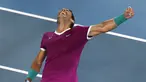 Rafael Nadal dari Spanyol melakukan selebrasi usai mengalahkan Matteo Berrettini dari Italia pada pertandingan semifinal kejuaraan tenis Australia Terbuka di Melbourne, Australia, Jumat (28/1/2022). Rafael Nadal menang atas Matteo Berrettini dengan skor 6-3, 6-2, 3-6, 6-3. (AP Photo/Tertius Pickard)