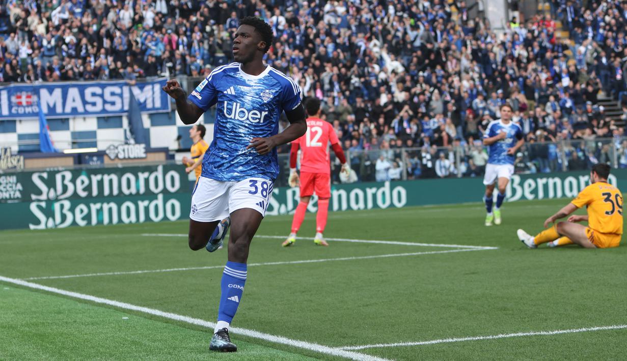 Como tampil impresif dan pesta gol atas tim tamu Pisa 5-0 dalam lanjutan Serie A Liga Italia, Minggu (22/3/2026). (Antonio Saia/LaPresse via AP)