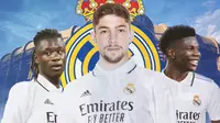 Real Madrid - Eduardo Camavinga, Federico Valverde, Aurelien Tchouameni (Bola.com/Adreanus Titus)