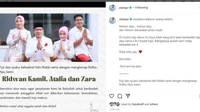 figur publik yang menunaikan ibadah haji pada tahun 2022 ini (Foto: Instagram @ataliapr)