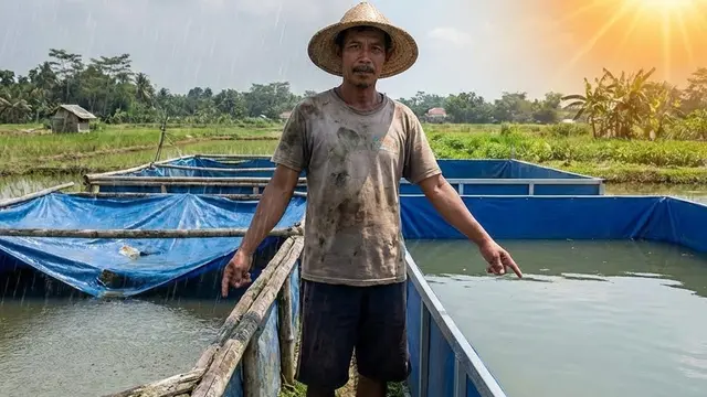 Kolam terpal bambu cepat lapuk (Gemini AI)