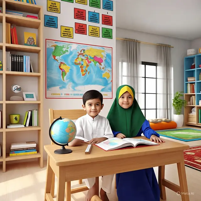 Desain Ruang Belajar Islami (Created by Meta AI)