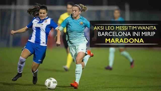 Aksi Barbara Lattore, striker tim wanita Barcelona pada laga melawan Espanyol mirip dengan Diego Armando Maradona