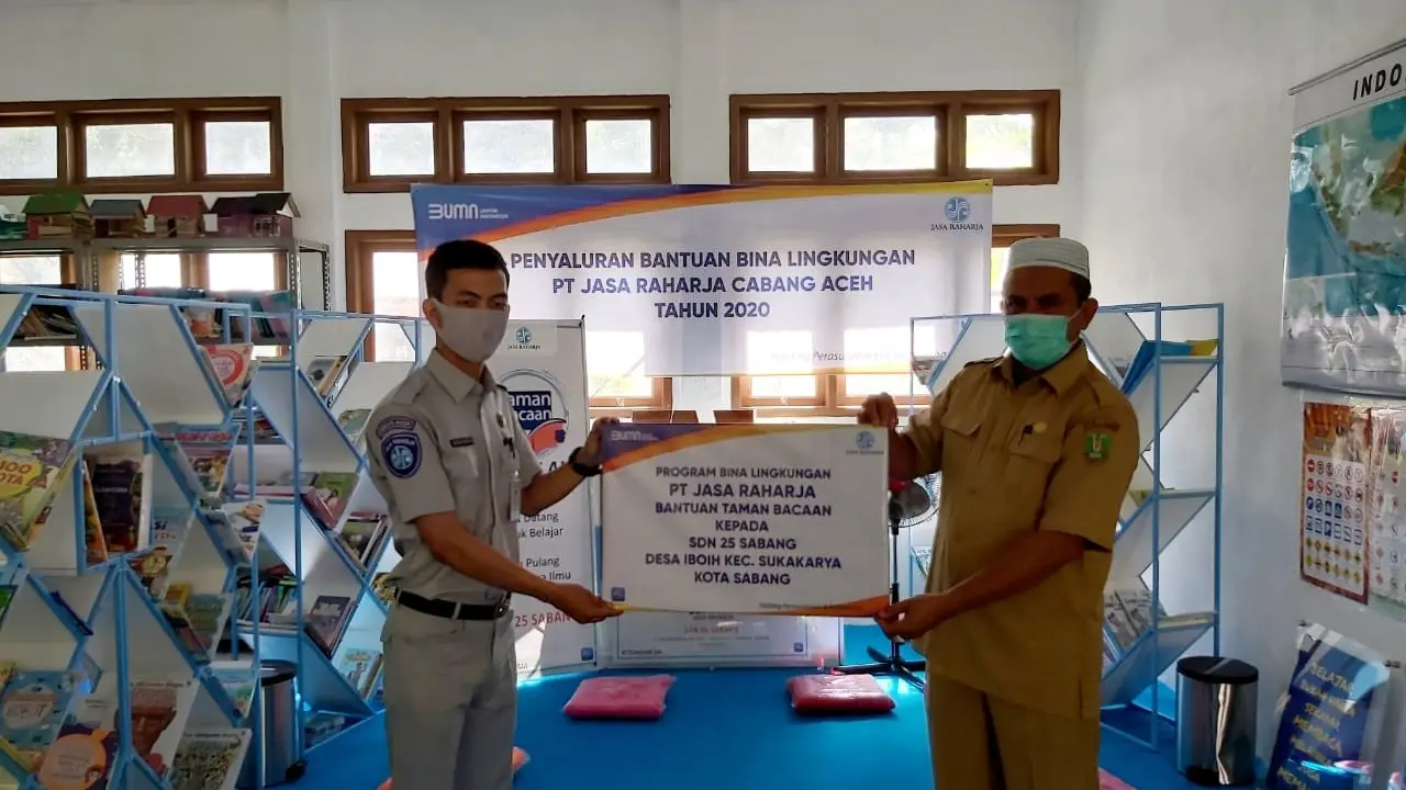 PT Jasa Raharja dengan total bantuan untuk pembuatan Taman Bacaan Sekolah sebesar Rp804 juta