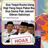 Cek Fakta: Hoaks Artikel Yaqut Cholil Qoumas Sebut Uang Kuota Haji Dibagi Dua dengan Jokowi