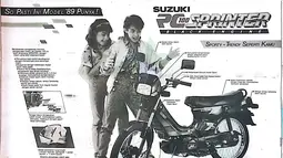 Iklan Suzuki RC100 Sprinter dengan wajah baru di tahun '89. Motor ini memiliki napas "Sporty - Trendy Seperti Kamu". (Source: Facebook/Perpustakaan Nasional)