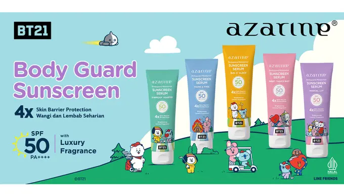 Pakai Sunscreen Nggak Hanya di Wajah, Yuk Berikan Perlindungan Maksimal dengan Azarine Bodyguard Sunscreen Serum with BT21