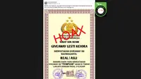 Cek Fakta Liputan6.com mendapati klaim bahwa penyanyi Lesti Kejora memberikan giveaway atau pembagian hadiah. (Foto: tangkapan layar Facebook)