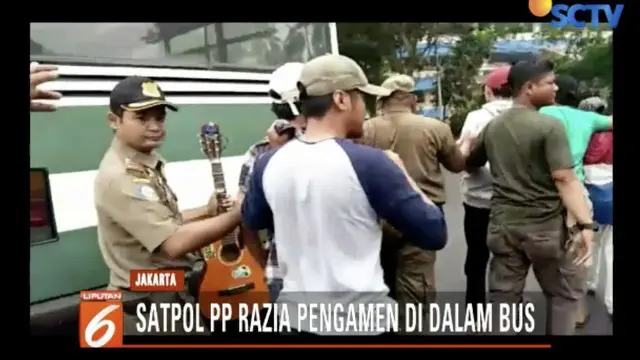 Sergap Pengamen, Petugas Satpol PP Menyamar Jadi Penumpang Bus