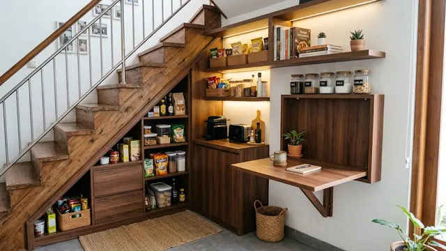 Ide Pantry Mini di Bawah Tangga/AI Generated