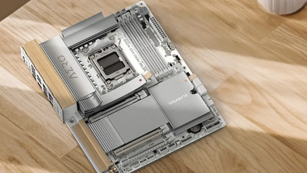 Motherboard Gigabyte X870E Aero X3D Wood. Credit: Gigabyte