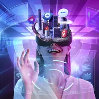 Seorang perempuan sedang menggunakan teknologi VR (Foto Dok: Freepik/ pikisuperstar).
