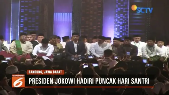 Hadiri malam puncak Hari Santri Nasional, Presiden Jokowi ingatkan umat muslim tidak terpecah belah oleh hoaks di tahun politik.