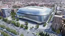 Visualisasi Stadion Santiago Bernabeu setelah direnovasi terlihat dalam gambar selebaran yang dirilis pada Selasa (2/4). Biaya perombakan Stadion Santiago Bernabeu cukup fantastis, 500 juta euro atau nyaris Rp 8 Triliun. (Real Madrid/Handout via REUTERS)