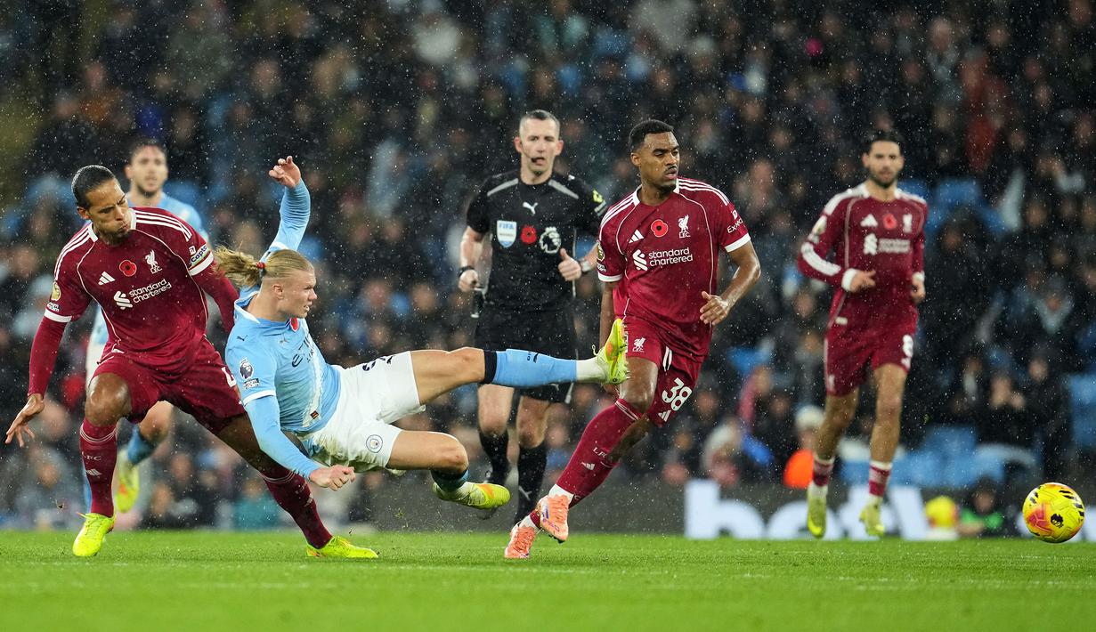 The Reds kalah dengan skor 0-3 dalam laga yang berlangsung di Etihad Stadium, Manchester, Inggris. (AP Photo/Jon Super)
