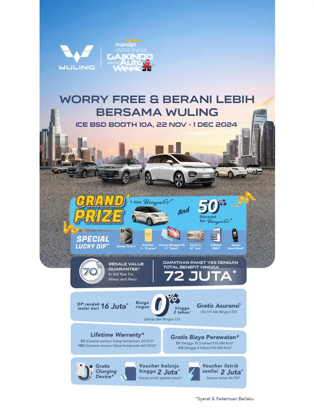 Koleksi Mobil Wuling Hadir di MUF GJAW 2024, Dapatkan Promo Perawatan Gratis hingga 15 Tahun