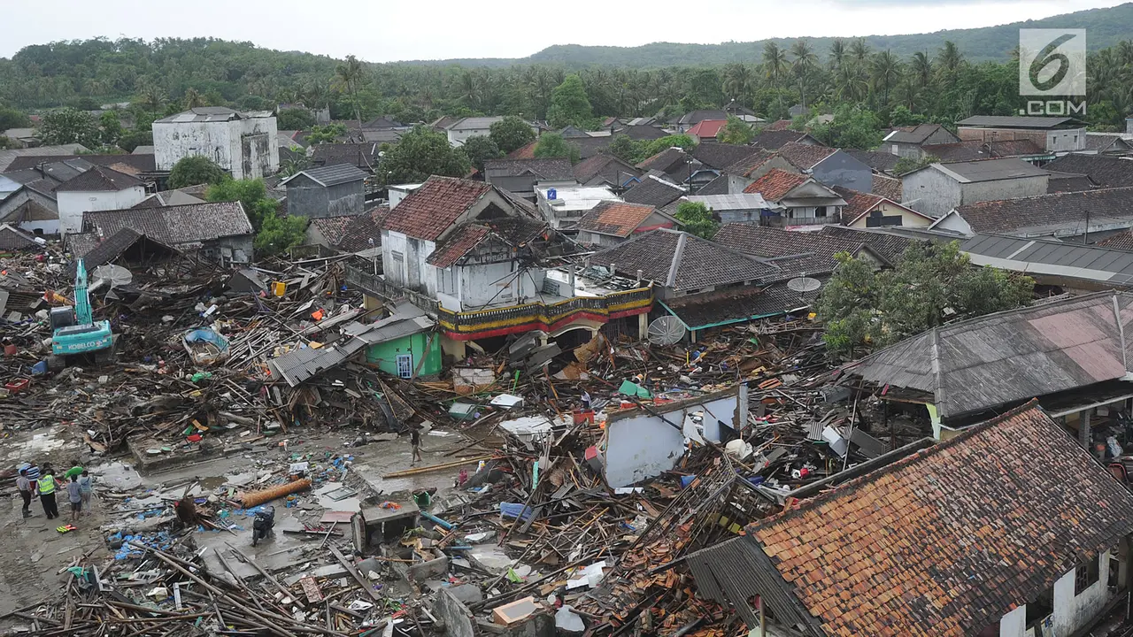 Pandangan Udara Kerusakan Terparah Akibat Tsunami Selat Sunda