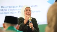 Menteri Ketenagakerjaan, Ida Fauziyah pada acara Sosialisasi Keberadaan BLK Komunitas di Jakarta pada Minggu (20/8/2023).