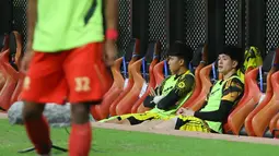 Kiper anyar Persija Jakarta, Cyrus Margono, tampak harus menunggu lebih lama untuk merasakan debutnya bersama Macan Kemayoran. (Bola.com/M Iqbal Ichsan)