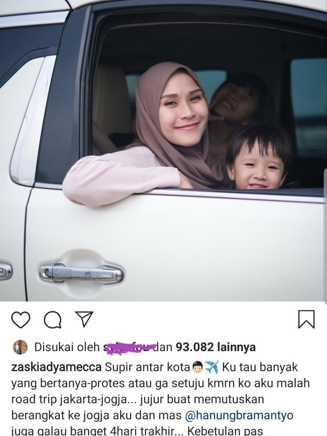 Unggahan Zaskia Adya Mecca. (Foto: Instagram @zaskiadyamecca)