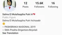 Akun Instagram palsu Pembawa Baki Paskibraka Nasional 2019, Salma El Mutafaqqiha Putri Achzaabi.