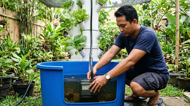 Cara Membuat Hidroponik Tower (Foto: Gemini AI)