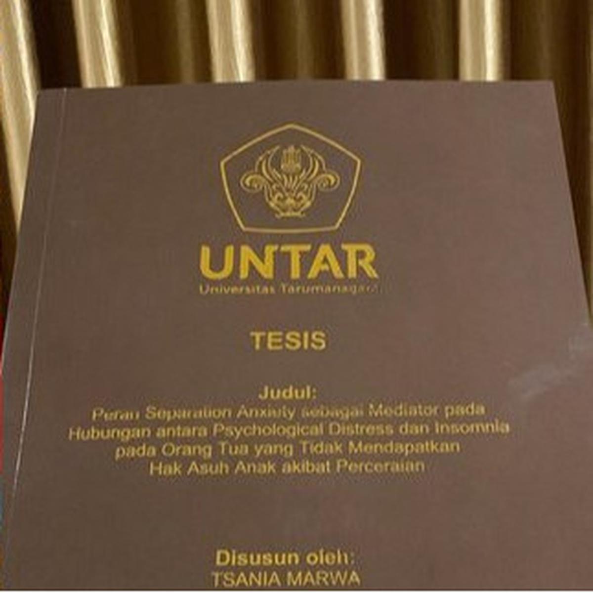 Tsania Marwa Raih Gelar Magister Psikologi, Dua Anaknya yang Kini Diasuh Atalarik Syach Jadi Inspirasi Judul Tesis